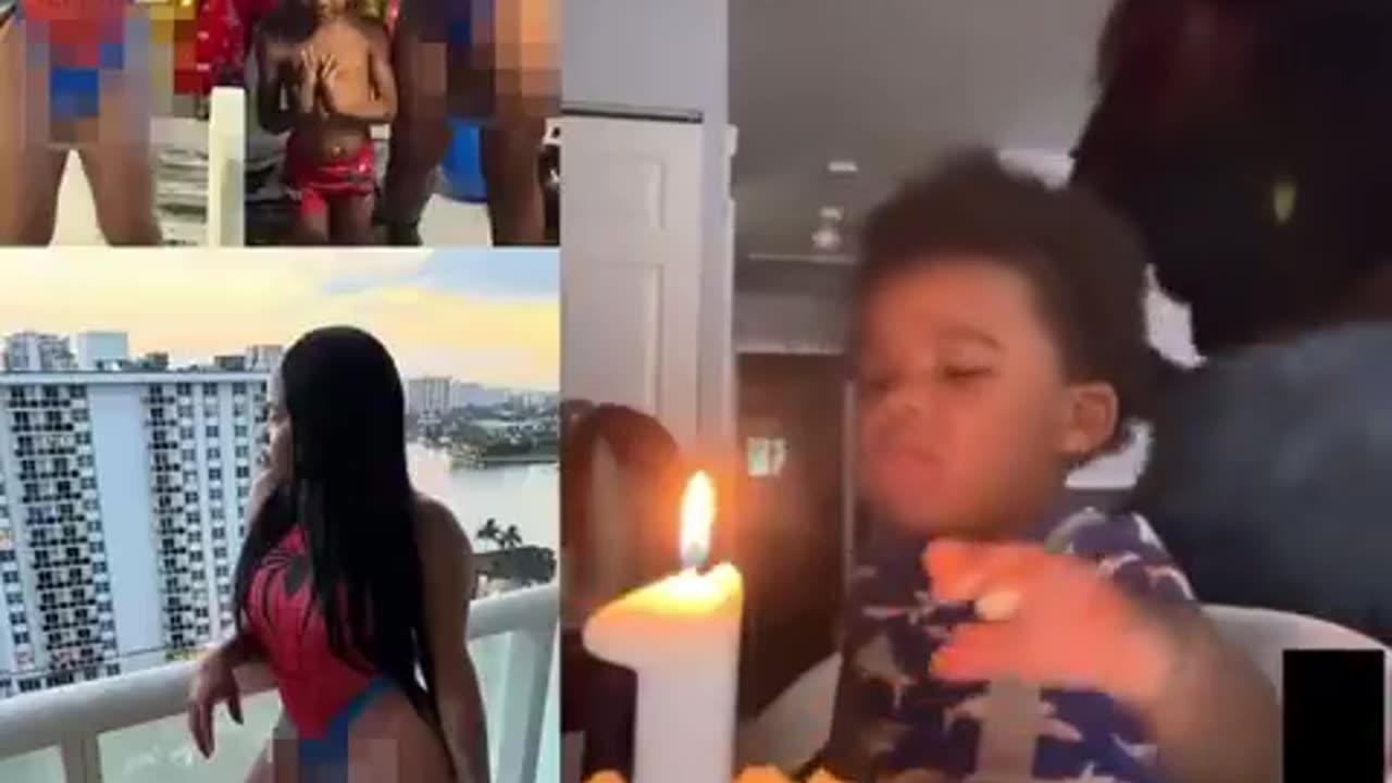 Typical black mother makes their children's birfdays about their ass and twerking