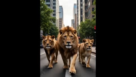 Lions entered in City #rumble #viral animals