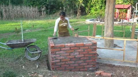 Incredible single-log pavilion, building a rural farm all by yourself.