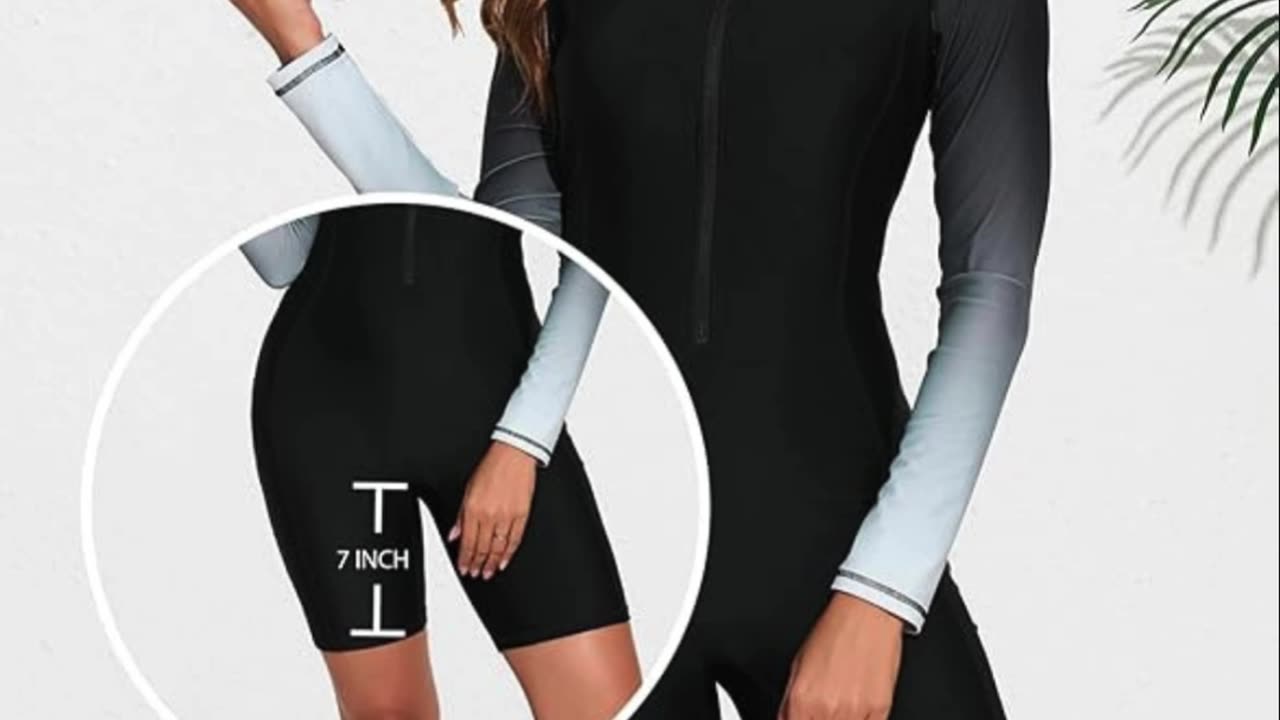 Halcurt Women's Boyleg One Piece Rash Guard with Built in Bra