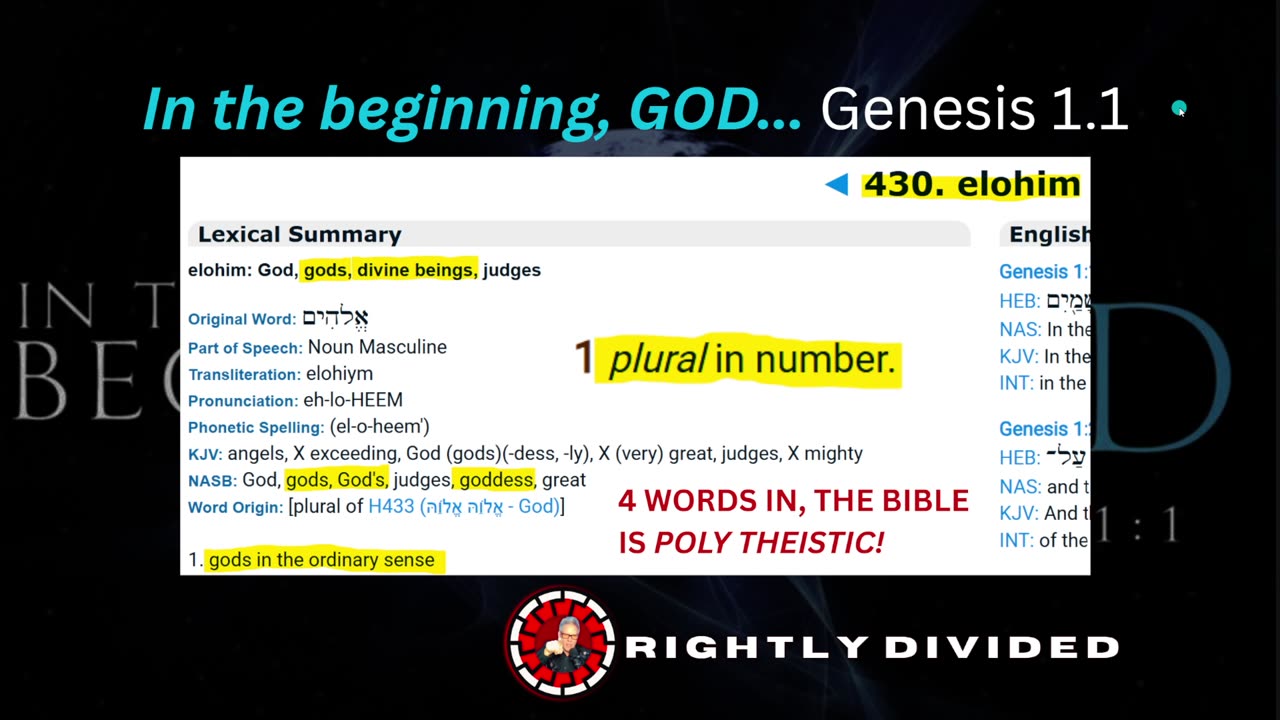 RIGHTLY DIVIDED: Just 4 WORDS in, the bible is TOAST!