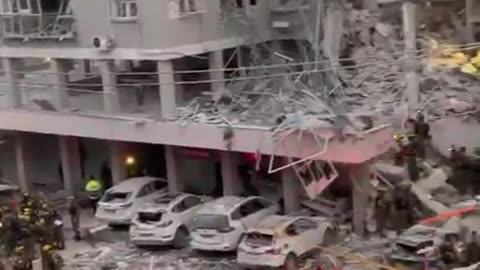 Daytime footage shows the aftermath of Iran's missile strikes on occupied territories