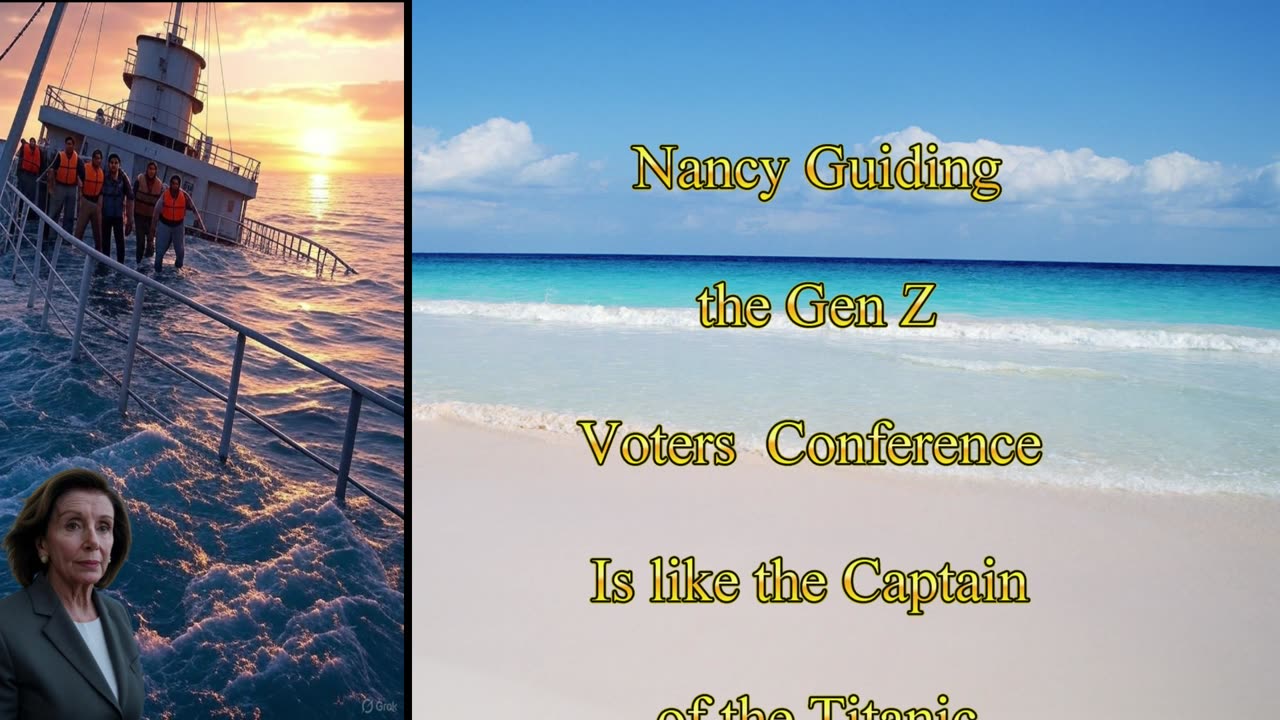 Nancy guiding the Gen Z voters conference is like the Titanic Captain teaching young captains