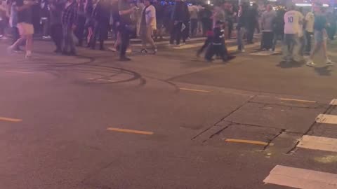 LAPD declares unlawful assembly outside Tom's Watch Bar in downtown Los Angeles, California.