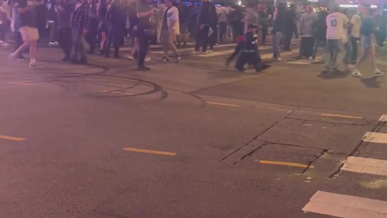 LAPD declares unlawful assembly outside Tom's Watch Bar in downtown Los Angeles, California.