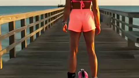 Girl unicycle ride