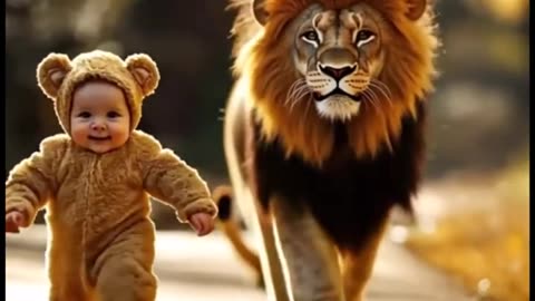 Ai baby with lion