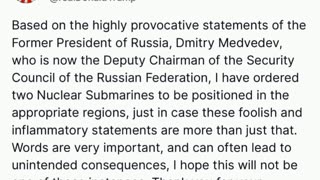 Trump Reacts to Medvedev's Provocative Remarks: Nuclear Submarines on Standby!