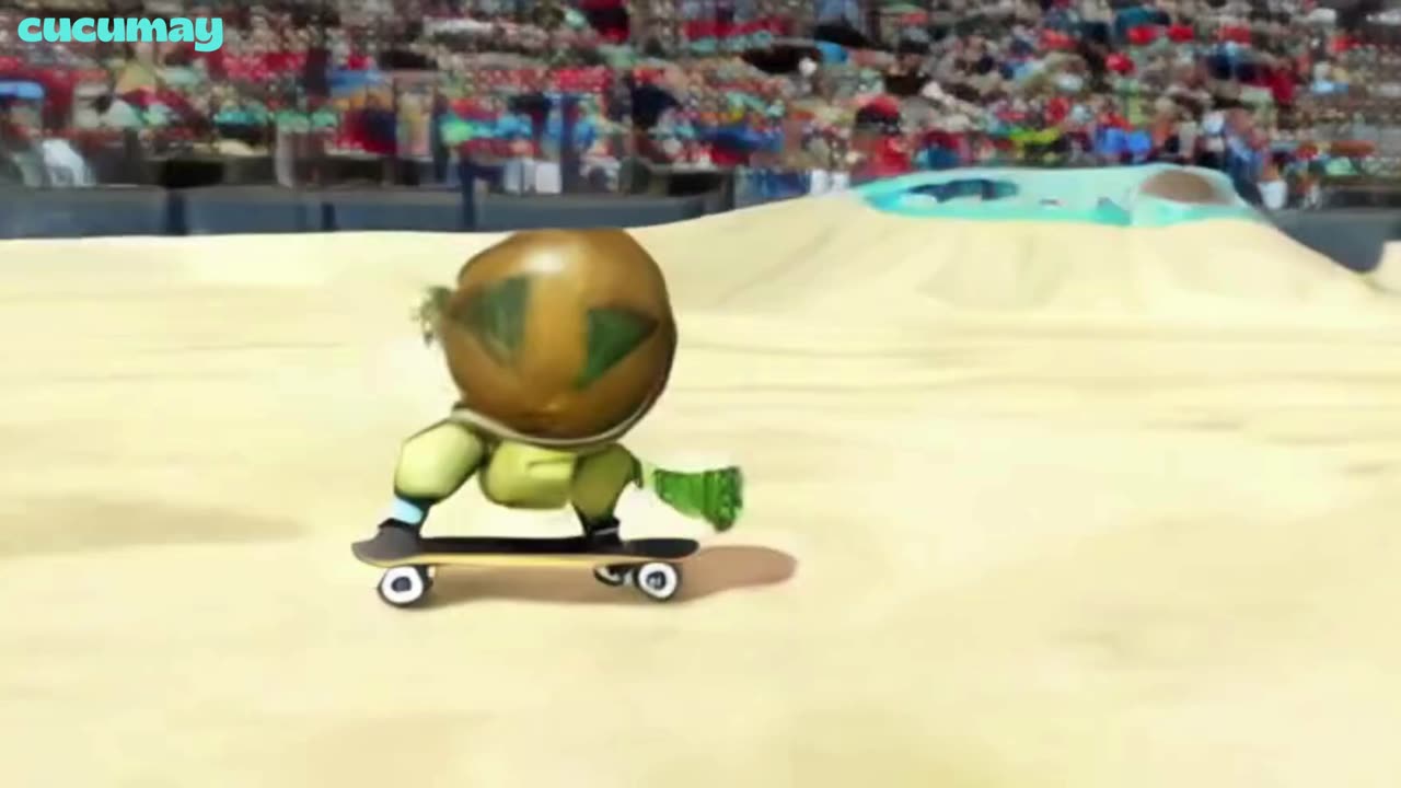 A sleepy turtle stretches, suddenly flips its shell into wheels and transforms