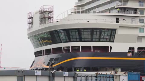 Big Ship Launch: Float Out of Cruise Ship DISNEY ADVENTURE in Wismar