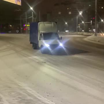 A Gazelle car drifts along a snowy road