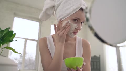 Woman, cosmetics, products