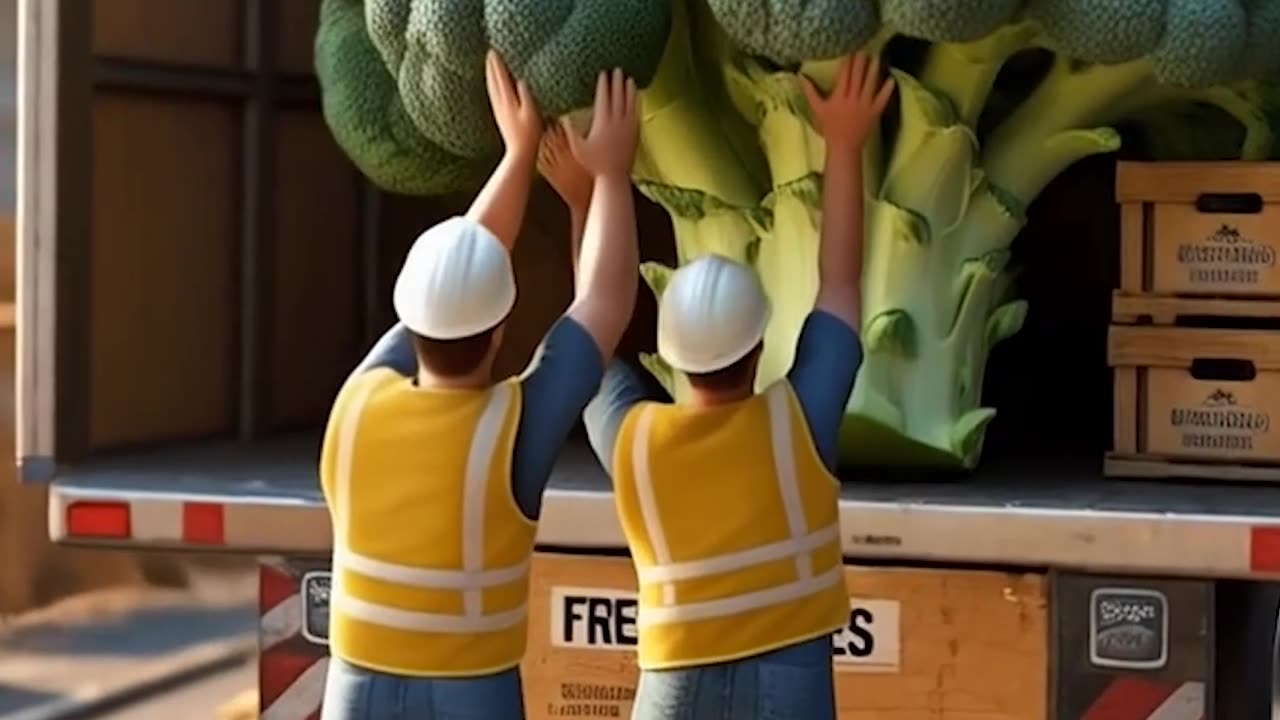 a group of people carrying a bunch of broccoli Ai Video Generator @NanoVisionsAI