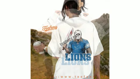 Detroit Lions Jason Voorhees Machete Horror Football Shirt Cotton