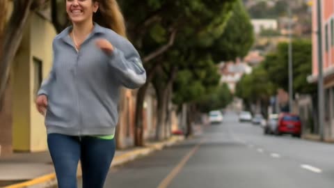 chihuahua dog with cute girl running in the street