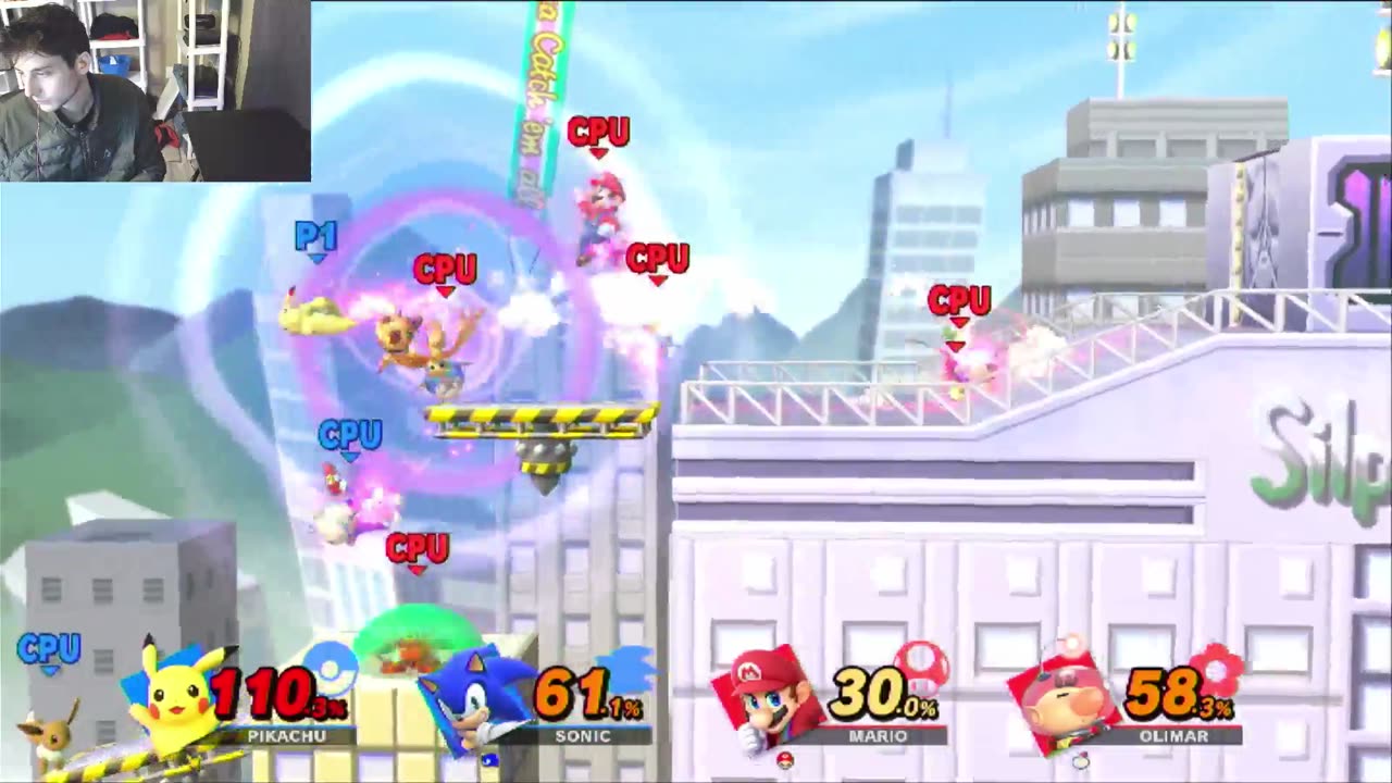 Captain Olimar And Mario VS Sonic And Pikachu The Pokemon In A Super Smash Bros Ultimate Match