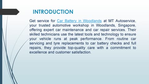 Get service for Car Battery in Woodlands