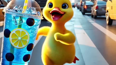 Cute duck accidentally dropped its blueberry drink on the ground丨CAT丨CUTECAT丨AI丨AICAT