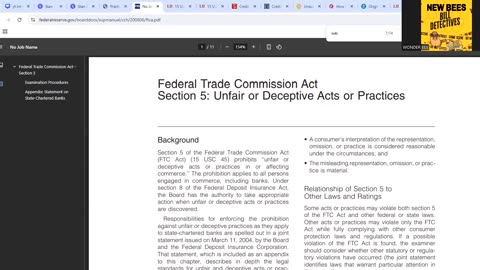FEDERAL TRADE COMMISSION ACT SECTION 5 UNFAIR DECEPTIVE ACTS OR PRACTICES. CONSUMER PROTECTION.