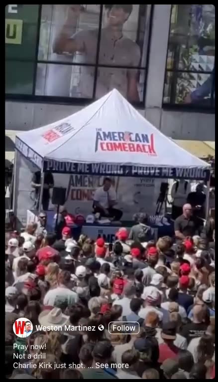 Charlie Kirk. He was hit and taken from the location by his security.