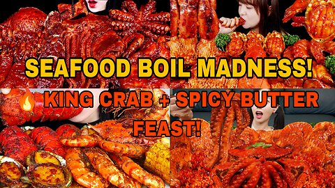 EPIC SEAFOOD BOIL MUKBANG! King Crab, Lobster Tails & Spicy Butter Sauce Feast!