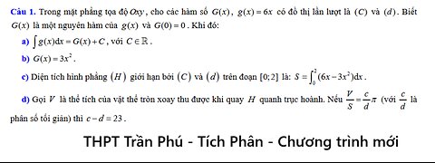 THPT Trần Phú: Trong mặt phẳng tọa độ Oxy , cho các hàm số G(x) , g(x)=6x