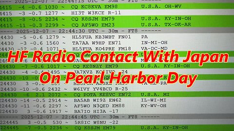 FT8 Radio Contact With Japan on 84th Pearl Harbor Anniversary