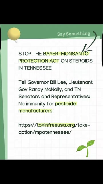 Nashville TN: Temporary win on HB809, immunity for pesticide manufacturers