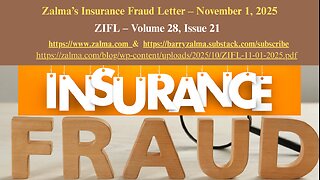 Zalma’s Insurance Fraud Letter – November 1, 2025