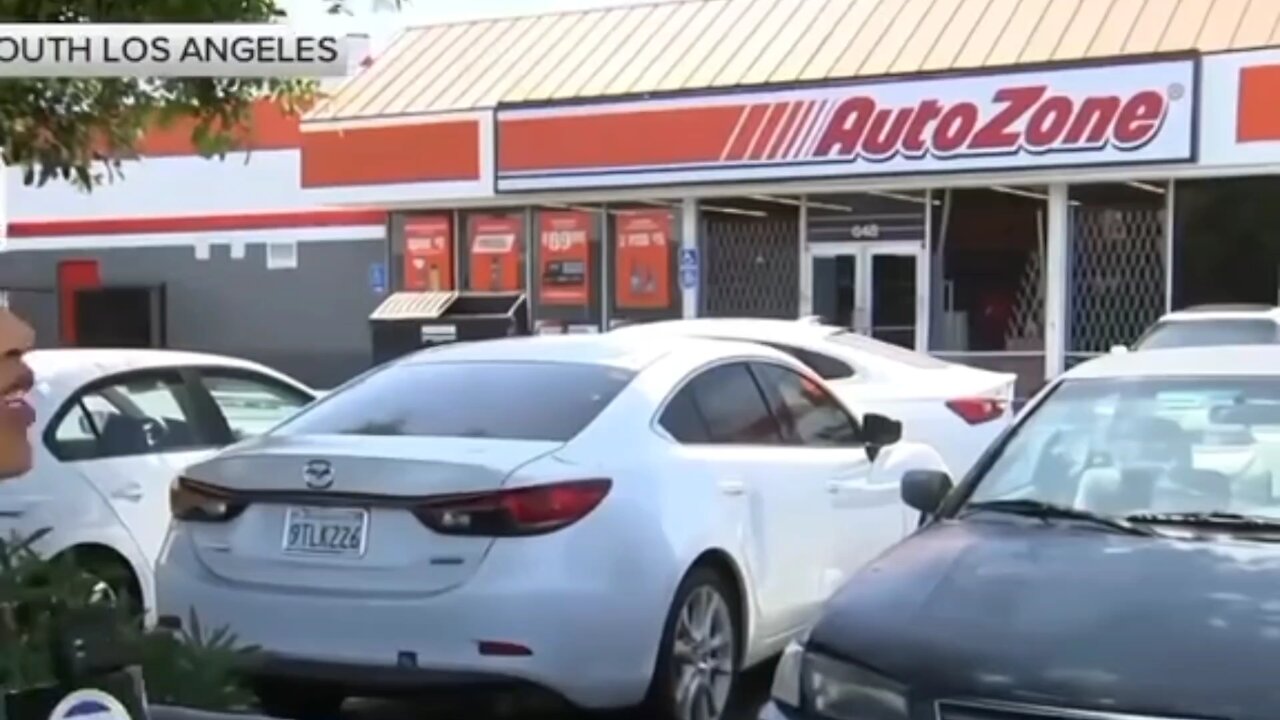 AutoZone looted again after street takeover in South L.A., raising concerns over repeated unrest.