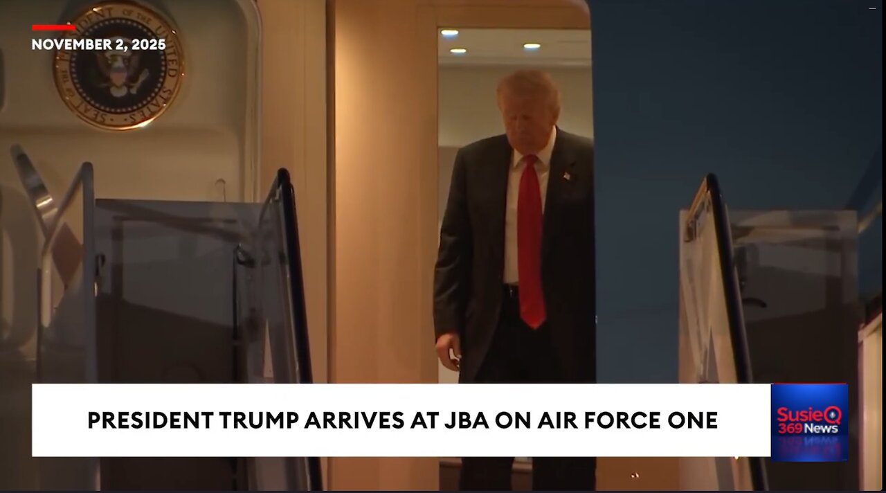 President Trump Arrives At JBA On Air Force One