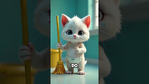 Kitten forced to work by stepmother