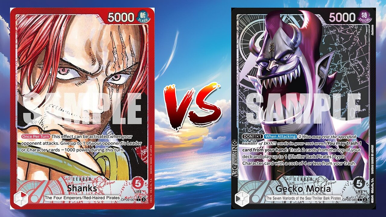 One Piece TCG Red Haired Shanks VS Gecko Moria And Nico Robin!!