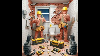 Work time We grout the floor install the toilet and towel bars