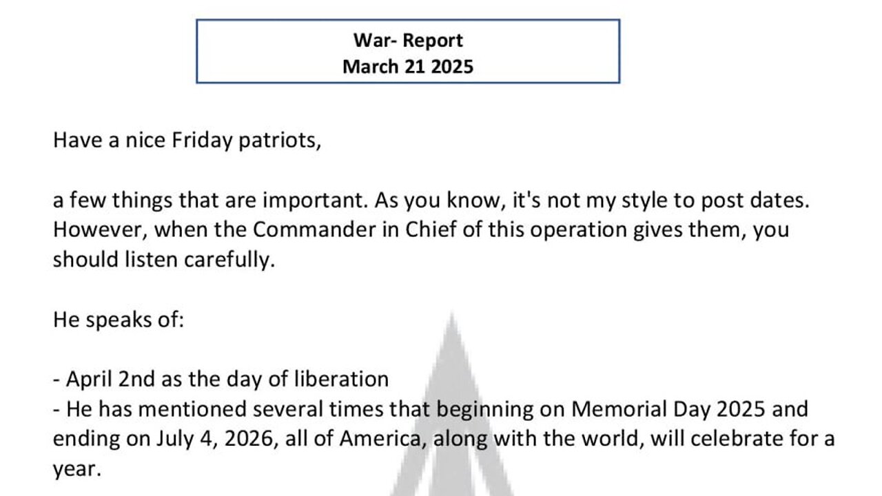WAR REPORT - MARCH 21 2025 - HAVE A NICE FRIDAY PATRIOTS