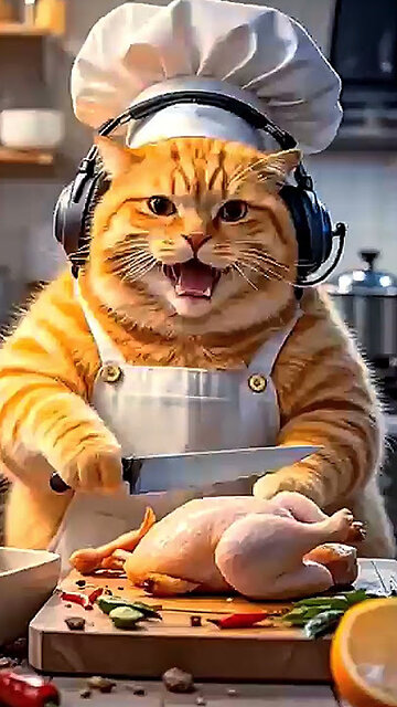 Cat Made Friends with Dinosaur