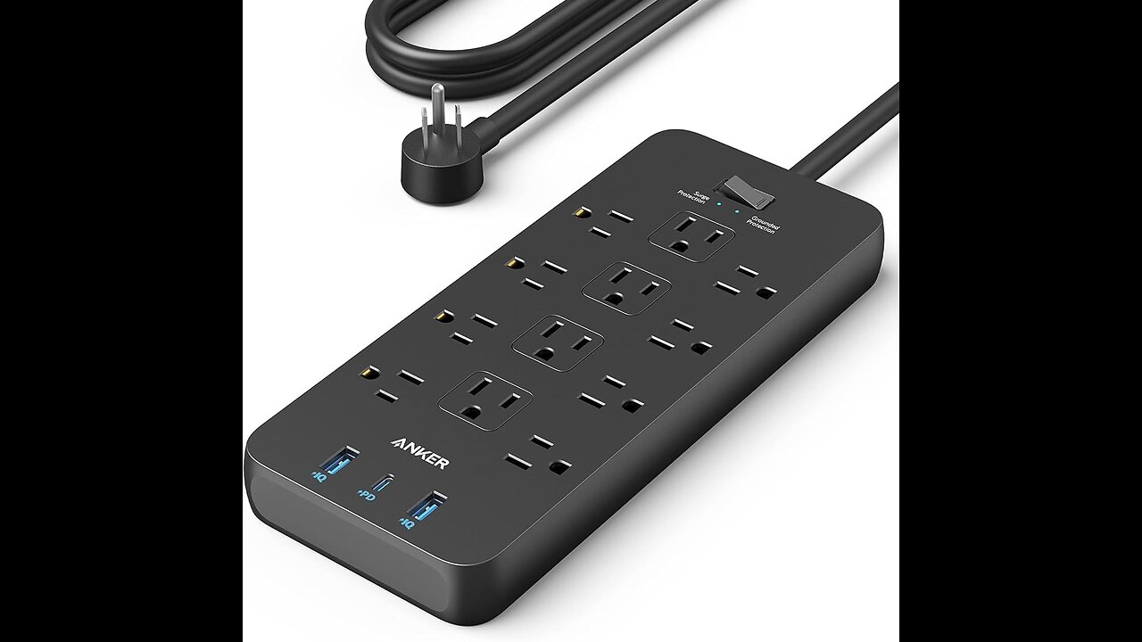 Anker Power Strip with 3 USB Ports, Surge Protector