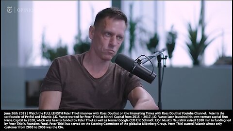 Peter Thiel | Why Is Peter Thiel Discussing the Antichrist? | "I Think the Antichrist Might Be Using the Tools That You Are Building. Isn't That a Concern?" - Ross Douthat (6/6/2025)