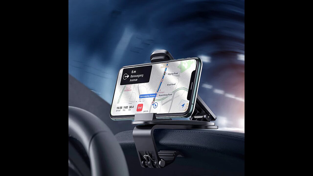 Dashboard Car Phone Holder, with Adjustable Clip & 360-Degree Rotating Design