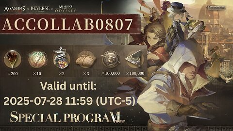 Reverse 1999 x Assassin's Creed Collaboration Special Program Code