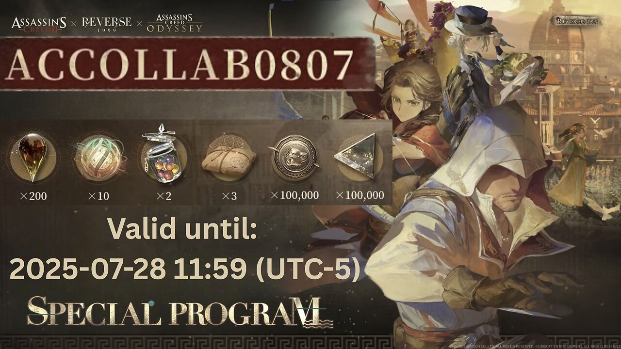 Reverse 1999 x Assassin's Creed Collaboration Special Program Code