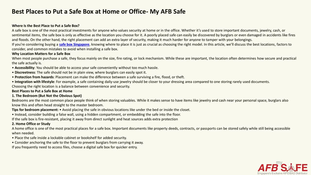 Best Places to Put a Safe Box at Home or Office- My AFB Safe