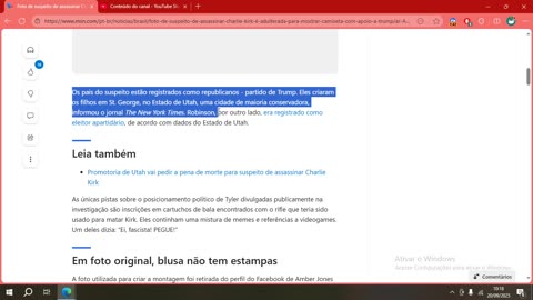 Foto de suspeito de assassinar Charlie Kirk é adulterada para mostrar camiseta com apoio a Trump
