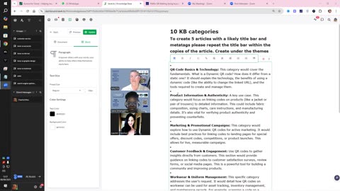 category and article creation
