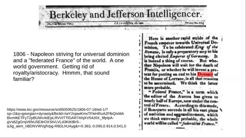 1806 News Article - Napoleon World Dominion & Federated France of the world
