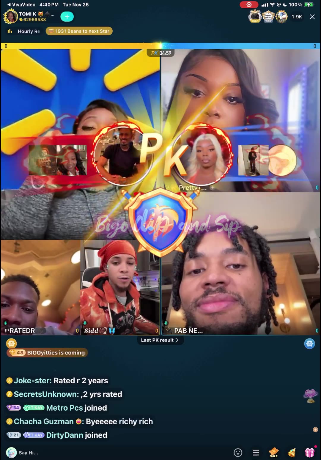 Team pk TomiKay Rated R TeeTee Supa Pablo LoozeCannon Sidd-walmart video 11/25/25 #bigoclipandsip