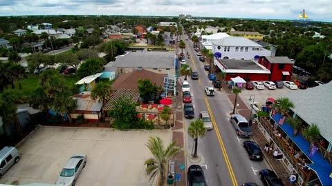 Fly Over Flagler Avenue New Smyrna Beach from disappearing island