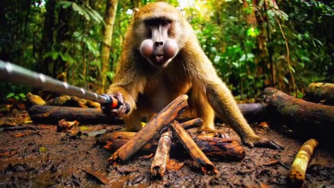 monkeys swing into action as they explore the jungle like pros