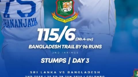 Day three. Sri Lanka vs Bangladesh.trail by 96 runs