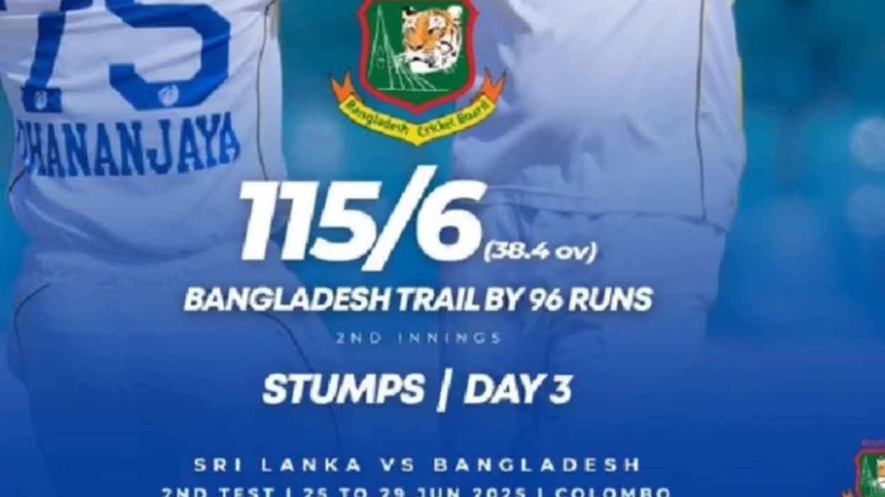 Day three. Sri Lanka vs Bangladesh.trail by 96 runs